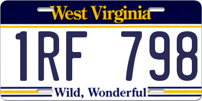 WV license plate 1RF798