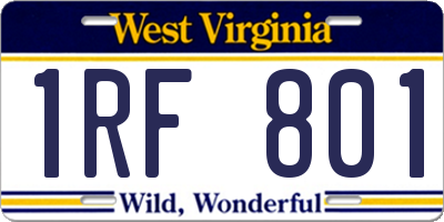 WV license plate 1RF801