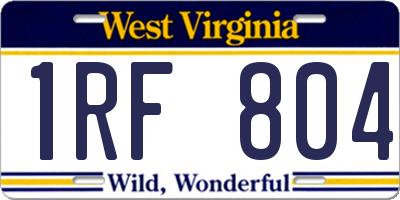 WV license plate 1RF804