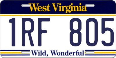 WV license plate 1RF805