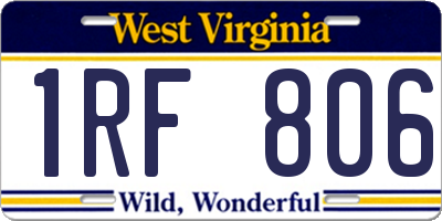 WV license plate 1RF806