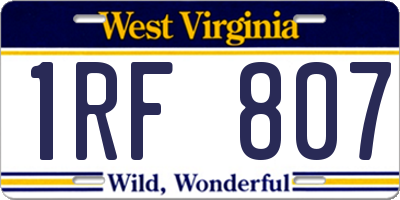 WV license plate 1RF807