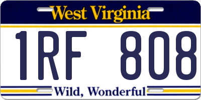 WV license plate 1RF808