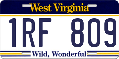 WV license plate 1RF809