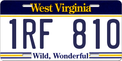WV license plate 1RF810