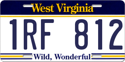 WV license plate 1RF812