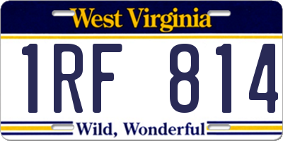 WV license plate 1RF814