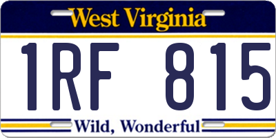 WV license plate 1RF815