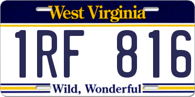 WV license plate 1RF816