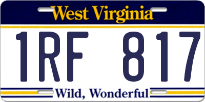 WV license plate 1RF817