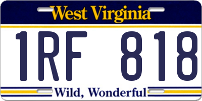 WV license plate 1RF818