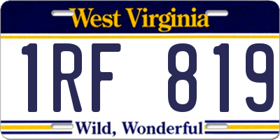 WV license plate 1RF819