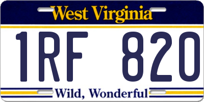 WV license plate 1RF820
