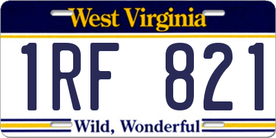 WV license plate 1RF821