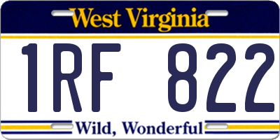 WV license plate 1RF822