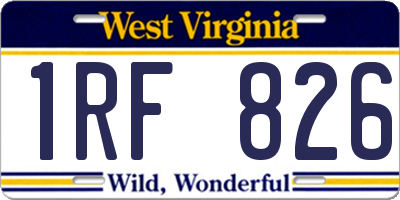 WV license plate 1RF826