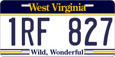 WV license plate 1RF827