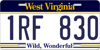 WV license plate 1RF830