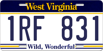 WV license plate 1RF831