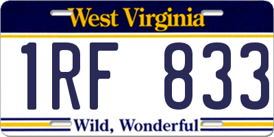 WV license plate 1RF833