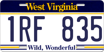 WV license plate 1RF835