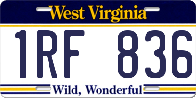 WV license plate 1RF836