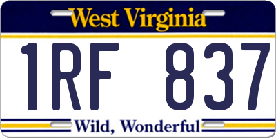 WV license plate 1RF837
