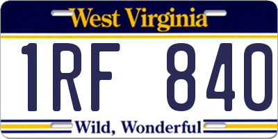 WV license plate 1RF840