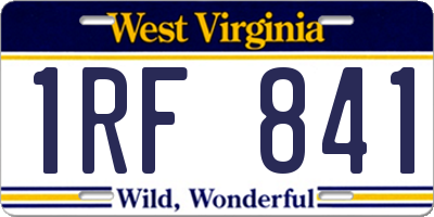 WV license plate 1RF841