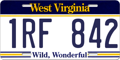 WV license plate 1RF842