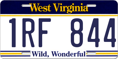 WV license plate 1RF844