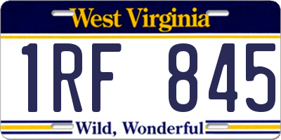 WV license plate 1RF845
