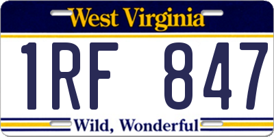 WV license plate 1RF847