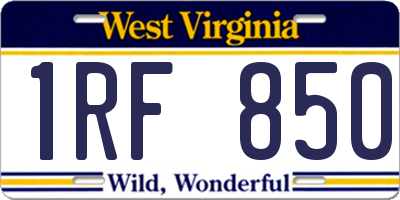 WV license plate 1RF850