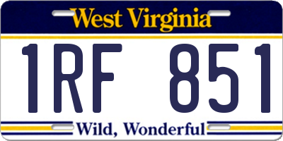 WV license plate 1RF851