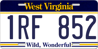 WV license plate 1RF852