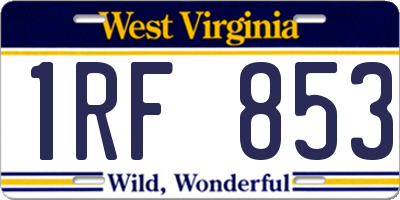 WV license plate 1RF853