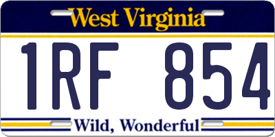 WV license plate 1RF854