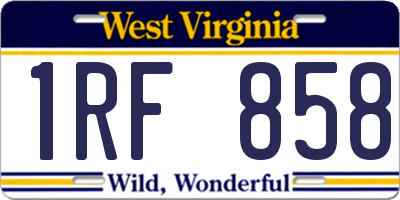 WV license plate 1RF858