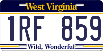 WV license plate 1RF859
