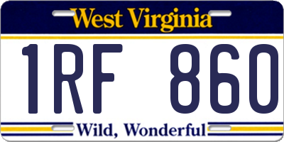 WV license plate 1RF860
