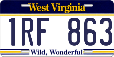 WV license plate 1RF863