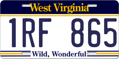 WV license plate 1RF865
