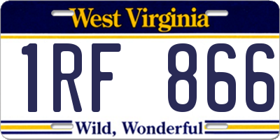 WV license plate 1RF866