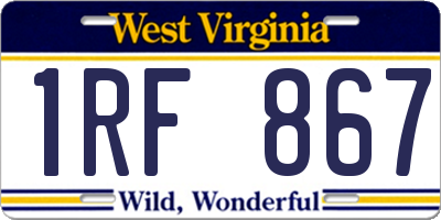 WV license plate 1RF867