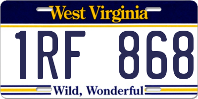 WV license plate 1RF868