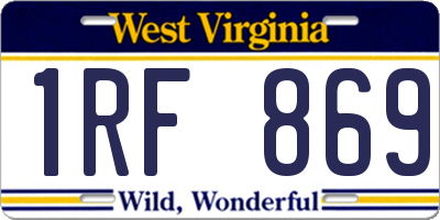 WV license plate 1RF869