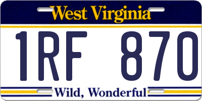 WV license plate 1RF870