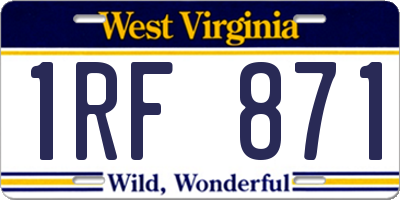WV license plate 1RF871