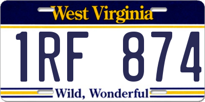 WV license plate 1RF874